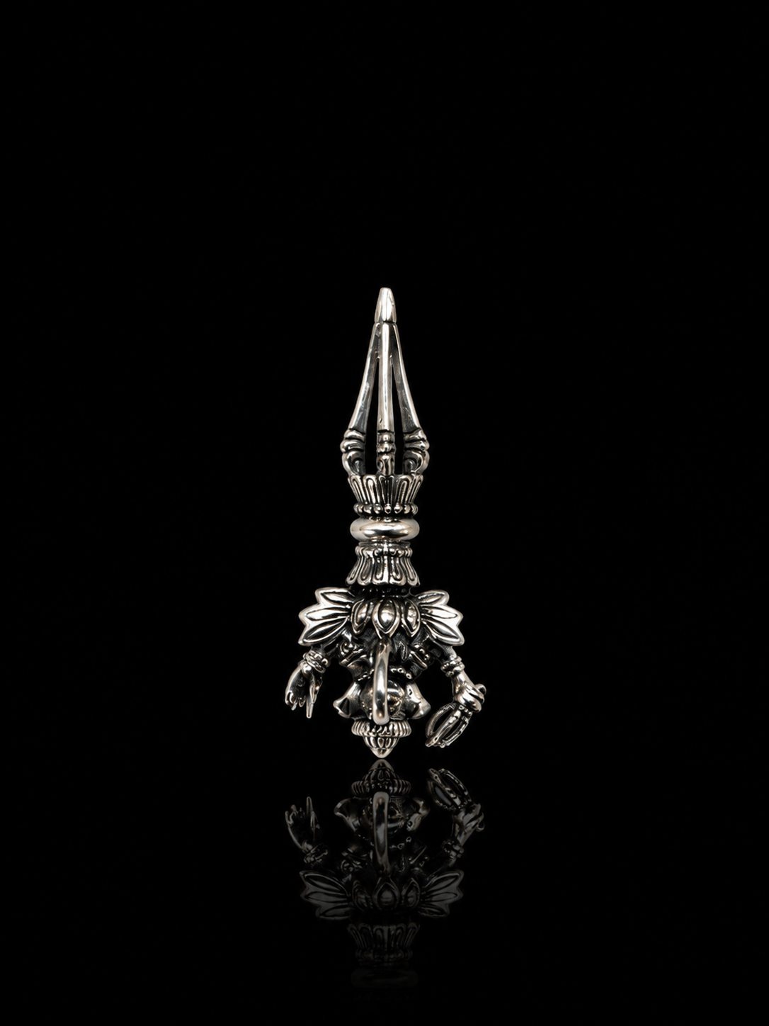 Tibetan Vajra • Ignorance-Destroying Dharma Protector Tibetan Silver Pendant