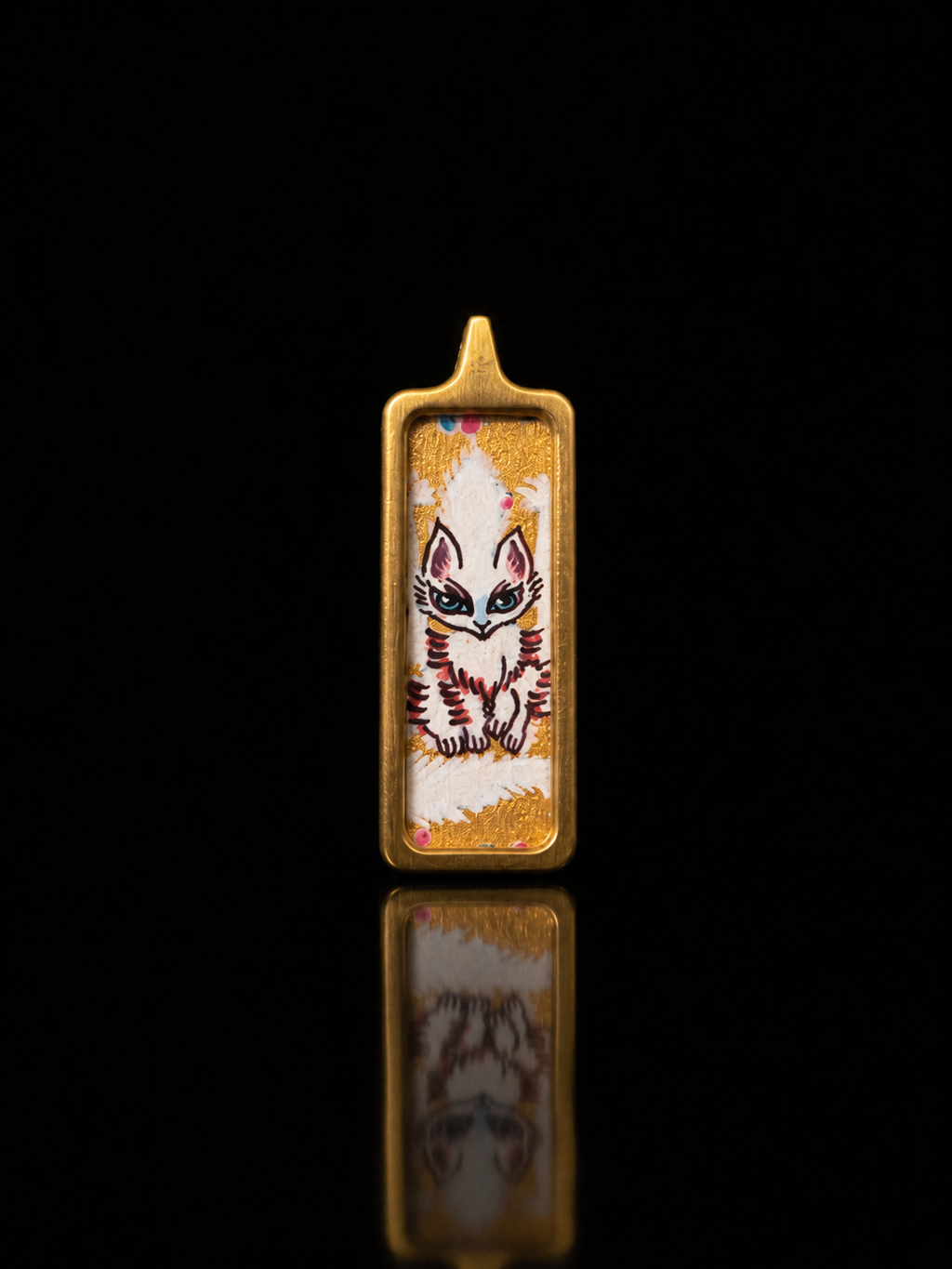 Golden Fox Spirit Thangka Pendant｜金色小狐仙护法唐卡