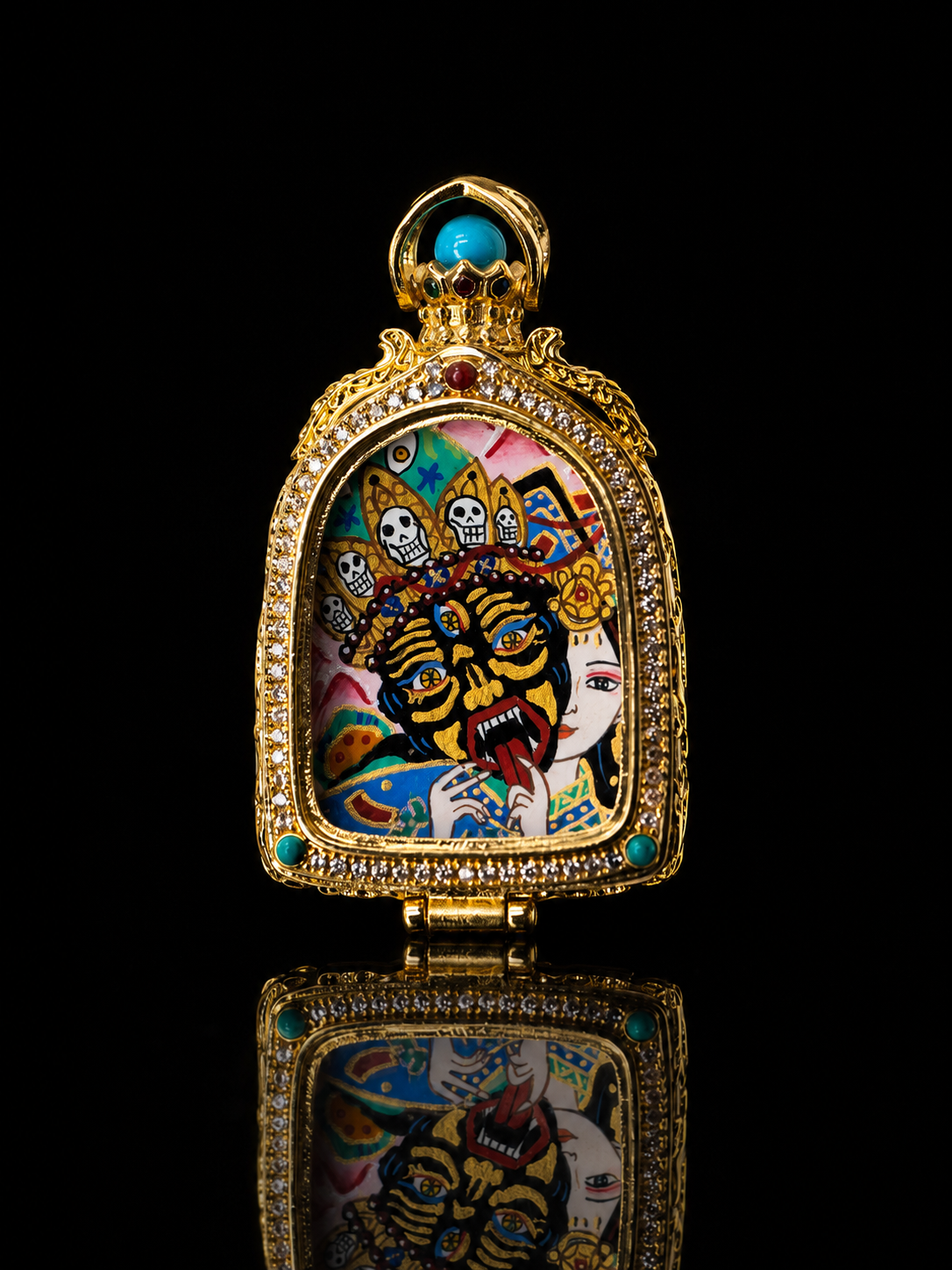[Eight Great Protectors · Zaki Lhamo Series] Zaki Lhamo Past and Present Dharmapala Goddess Portable Thangka Pendant · Purely Hand-Painted Mineral Pigments