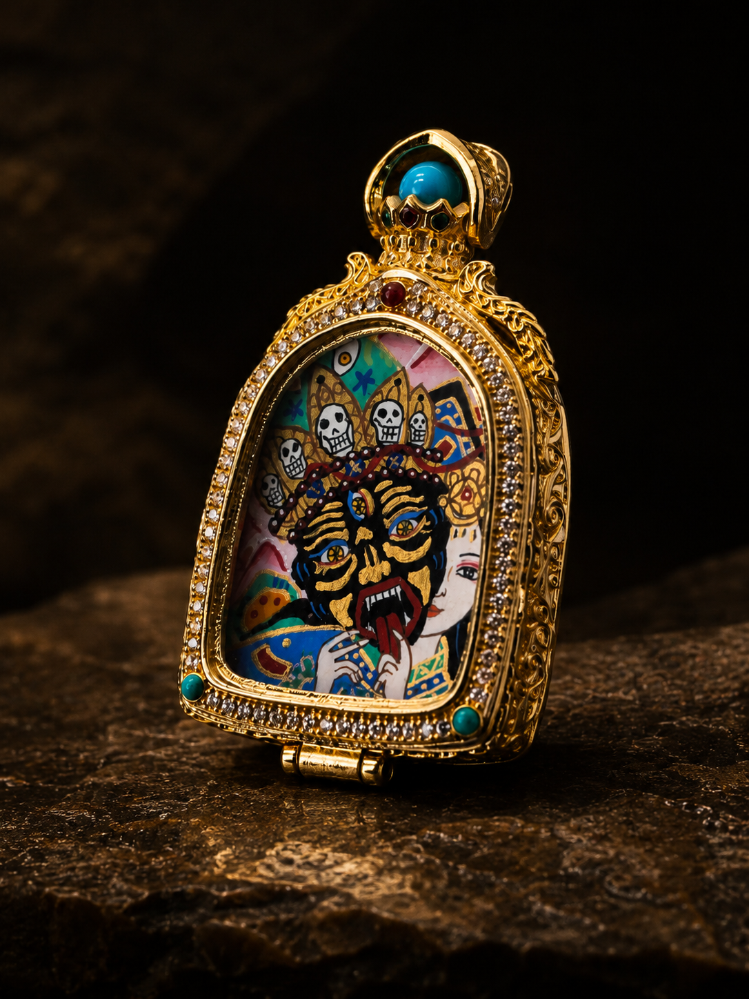 [Eight Great Protectors · Zaki Lhamo Series] Zaki Lhamo Past and Present Dharmapala Goddess Portable Thangka Pendant · Purely Hand-Painted Mineral Pigments