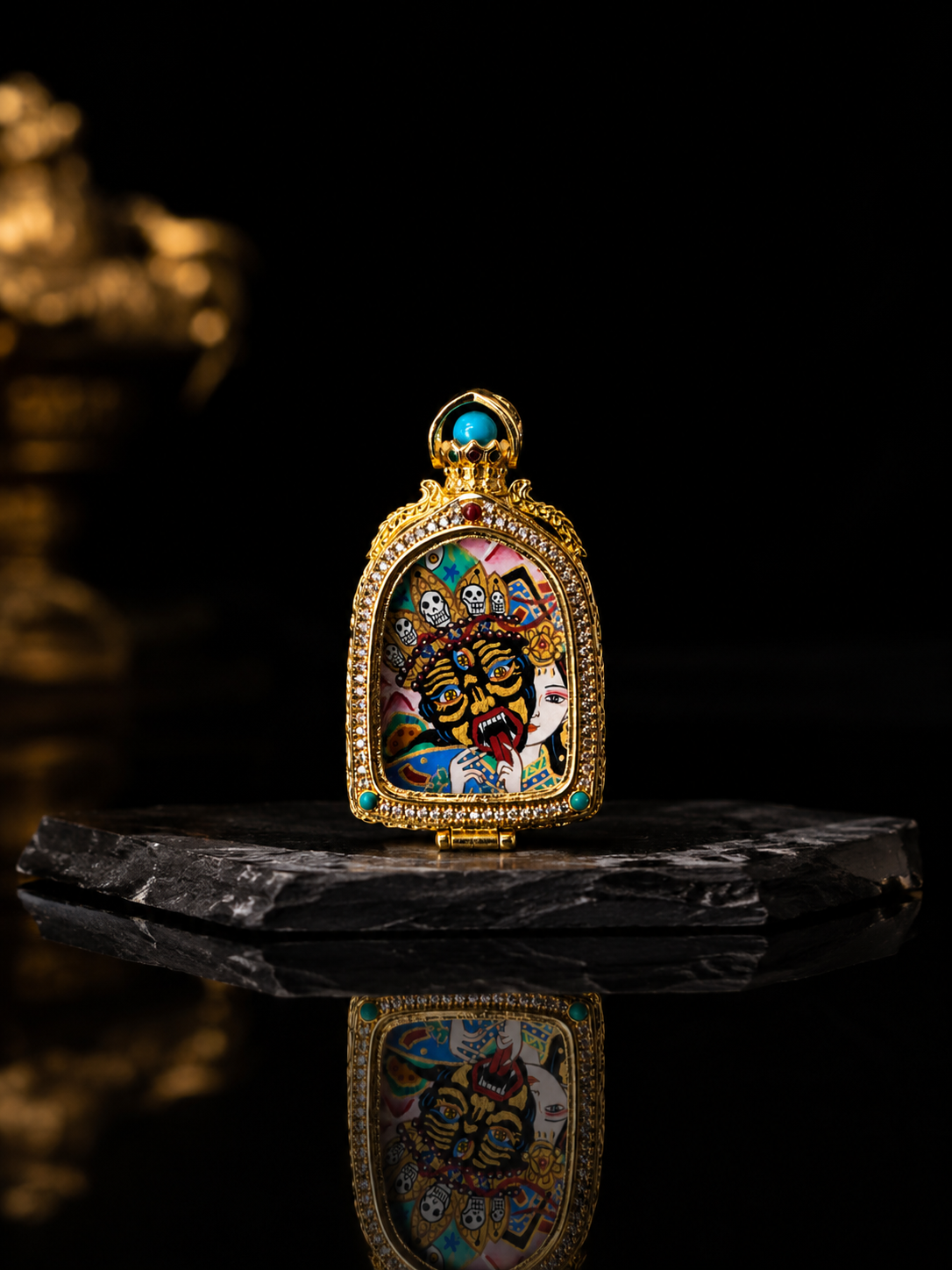 [Eight Great Protectors · Zaki Lhamo Series] Zaki Lhamo Past and Present Dharmapala Goddess Portable Thangka Pendant · Purely Hand-Painted Mineral Pigments