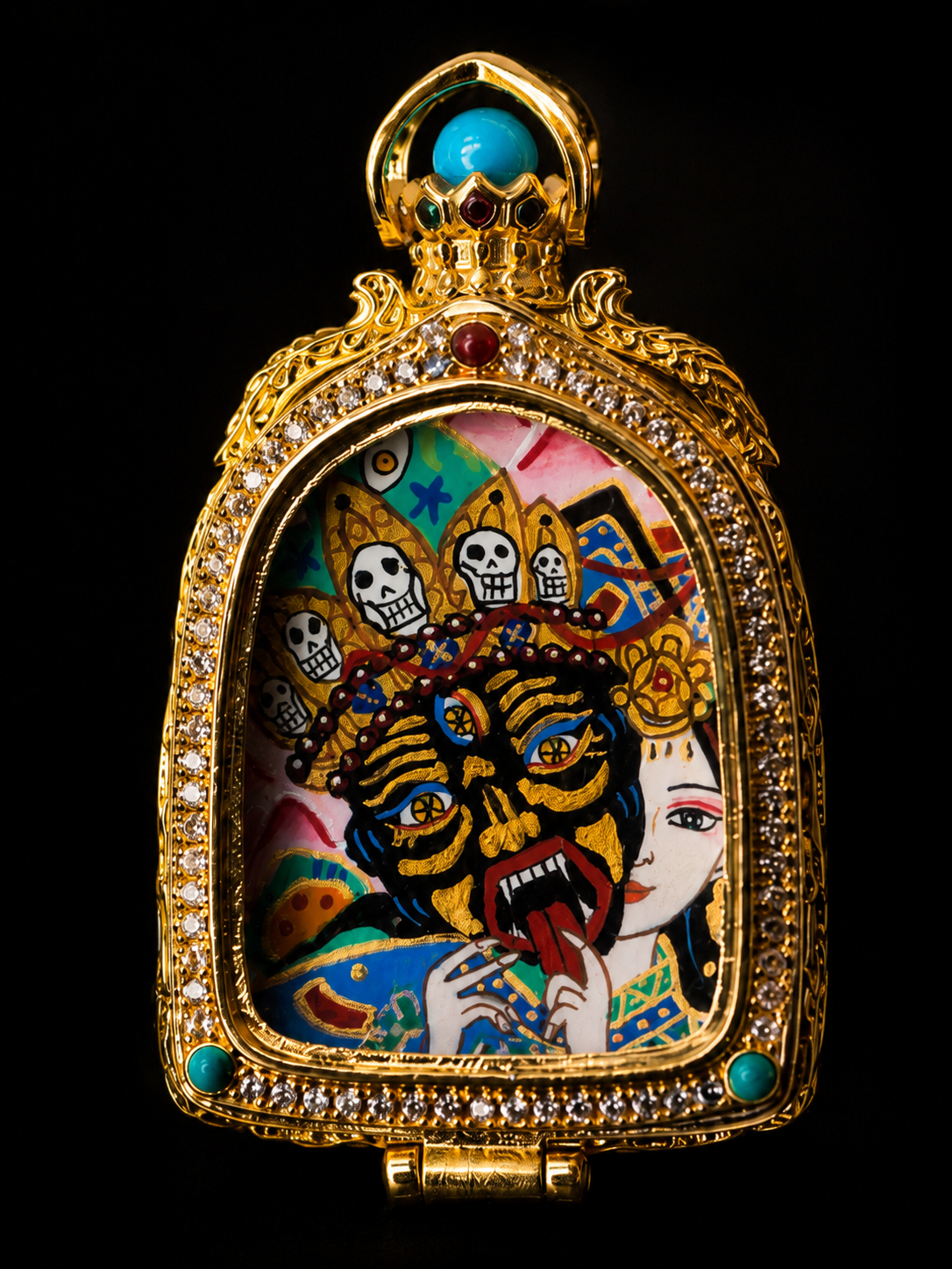 [Eight Great Protectors · Zaki Lhamo Series] Zaki Lhamo Past and Present Dharmapala Goddess Portable Thangka Pendant · Purely Hand-Painted Mineral Pigments