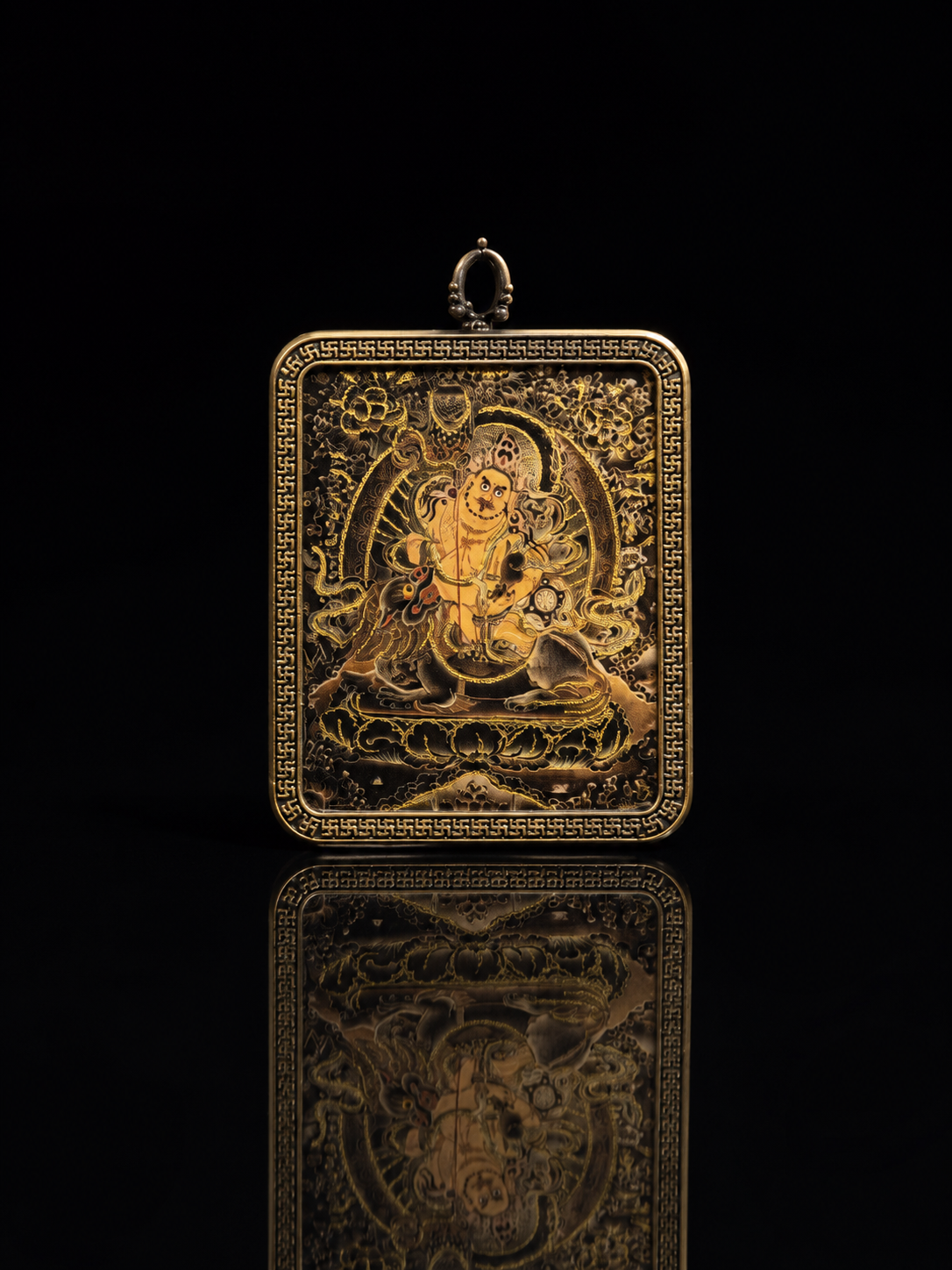 Tibetan Dzambhala Amulet (4:5) | Vaishravana - Tibetan Metal Amulet for Wealth and Blessings