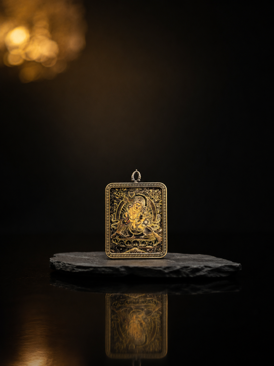 Tibetan Dzambhala Amulet (4:5) | Vaishravana - Tibetan Metal Amulet for Wealth and Blessings