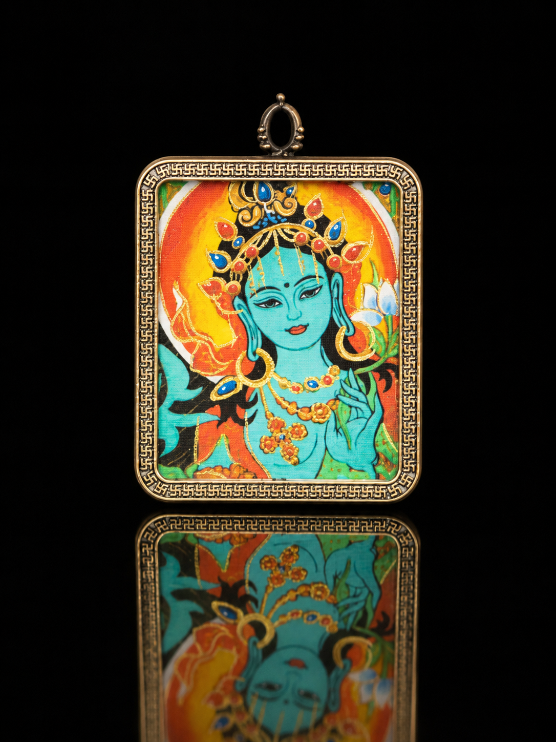Green Tara 4:5 Portable Thangka Charm｜绿度母4:5随身唐卡挂件