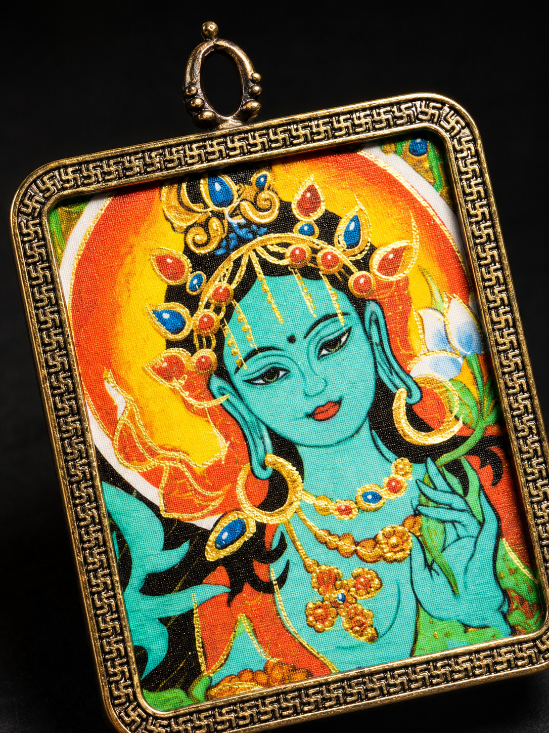 Green Tara 4:5 Portable Thangka Charm｜绿度母4:5随身唐卡挂件