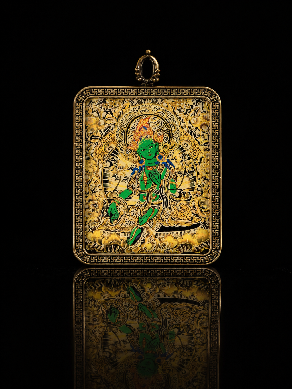 Green Tara Portable Thangka, Ox & Tiger Zodiac Guardian｜绿度母随身唐卡
