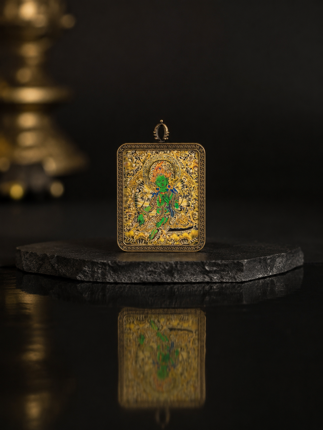 Green Tara Portable Thangka, Ox & Tiger Zodiac Guardian｜绿度母随身唐卡