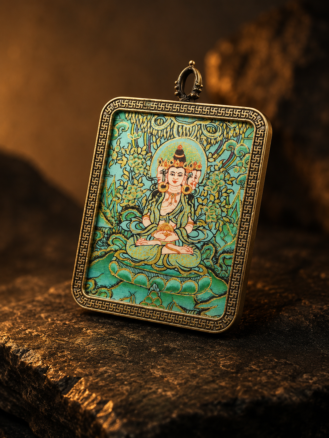 Vairocana Portable Thangka, Goat & Monkey Zodiac｜大日如来随身唐卡