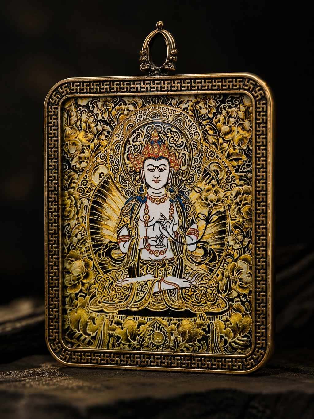 Mahasthamaprapta Portable Thangka, Horse Zodiac Style B｜大势至菩萨马本命唐卡