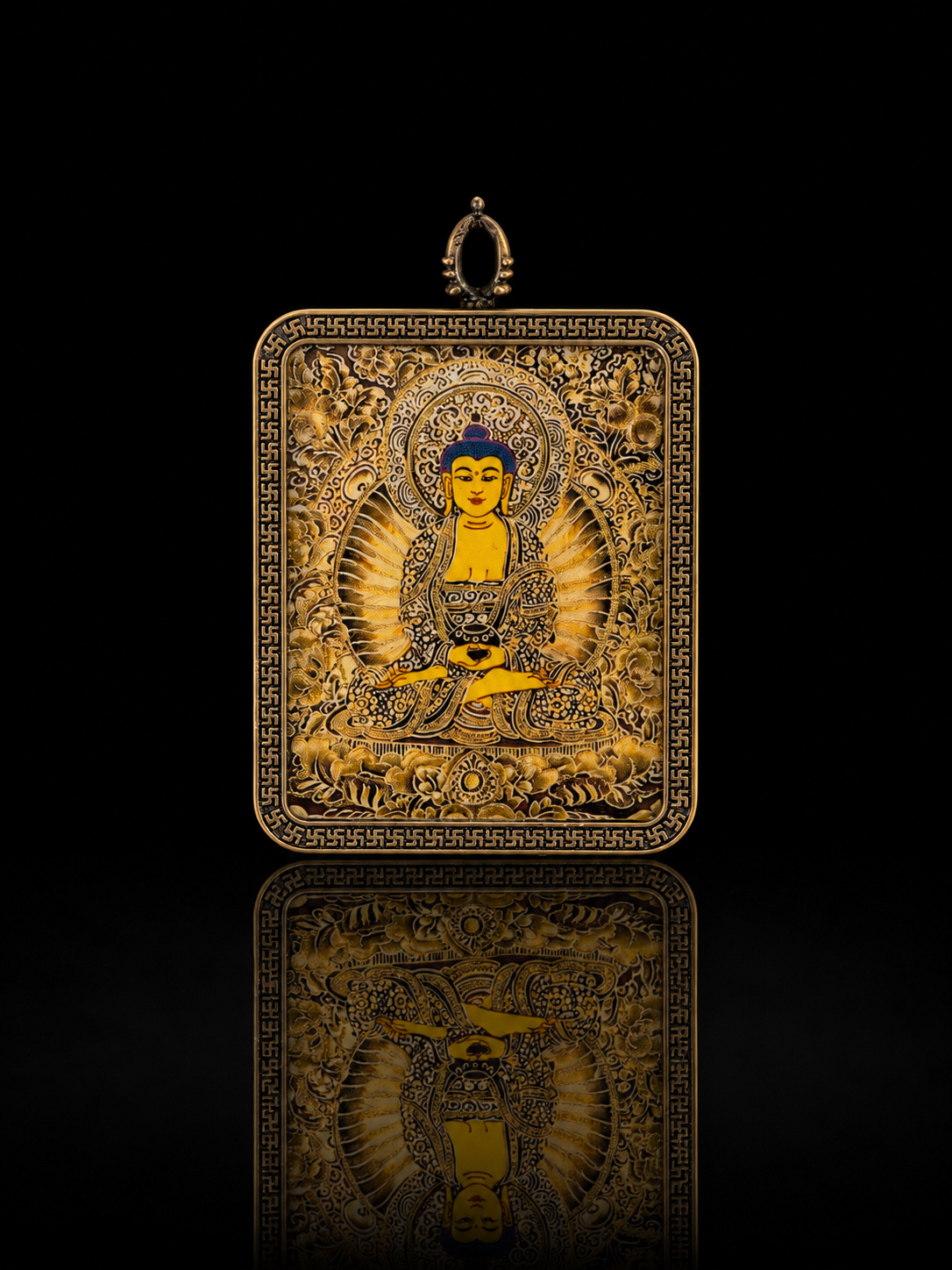 Amitabha Portable Thangka, Dog & Pig Zodiac Guardian, Style A｜阿弥陀佛随身唐卡