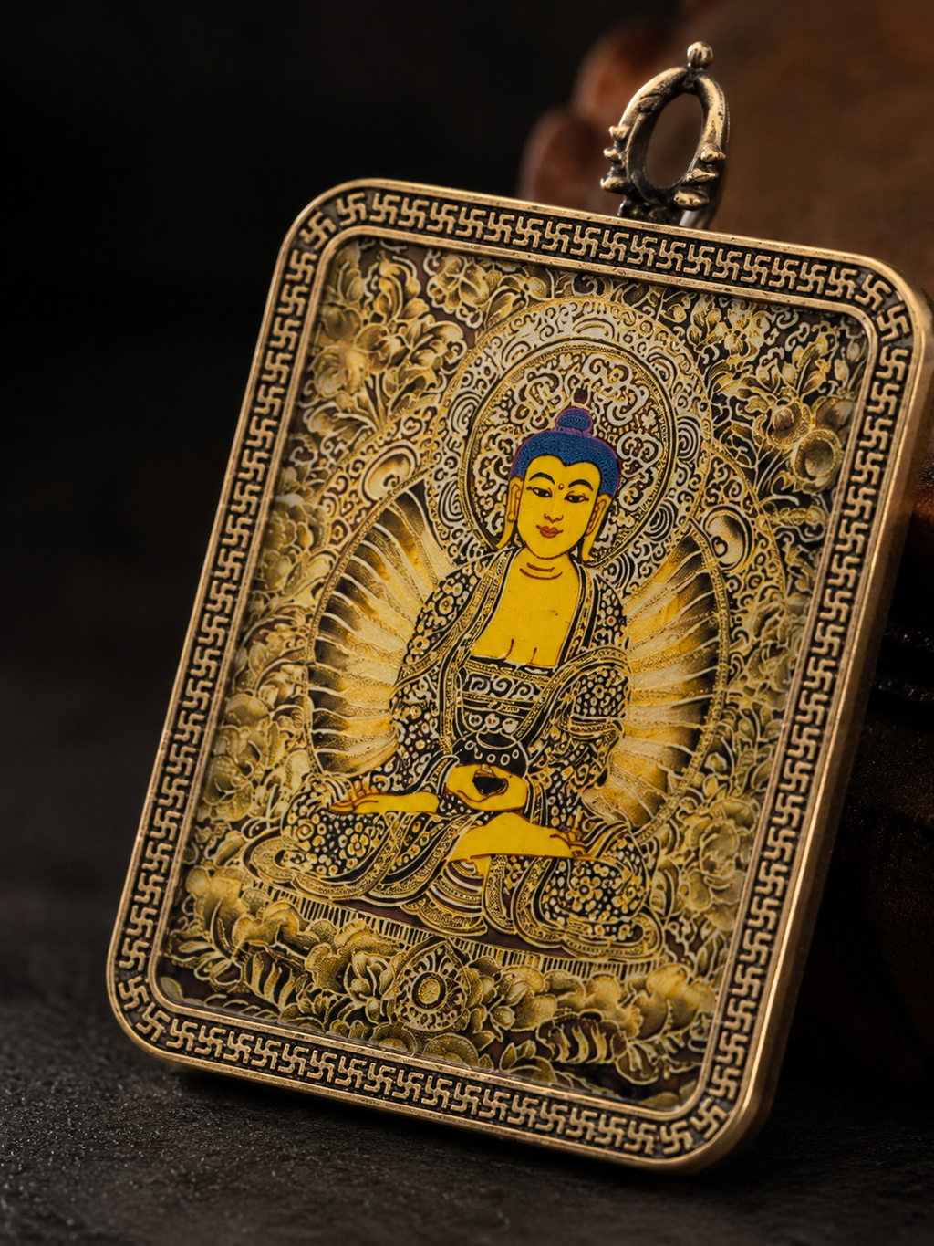 Amitabha Portable Thangka, Dog & Pig Zodiac Guardian, Style A｜阿弥陀佛随身唐卡