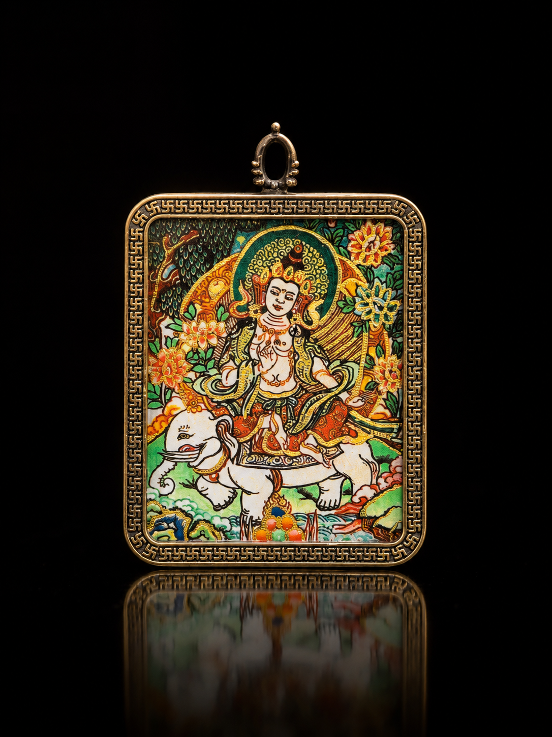 Samantabhadra Black-Gold Thangka, Dragon & Snake Zodiac｜普贤菩萨金黑唐卡