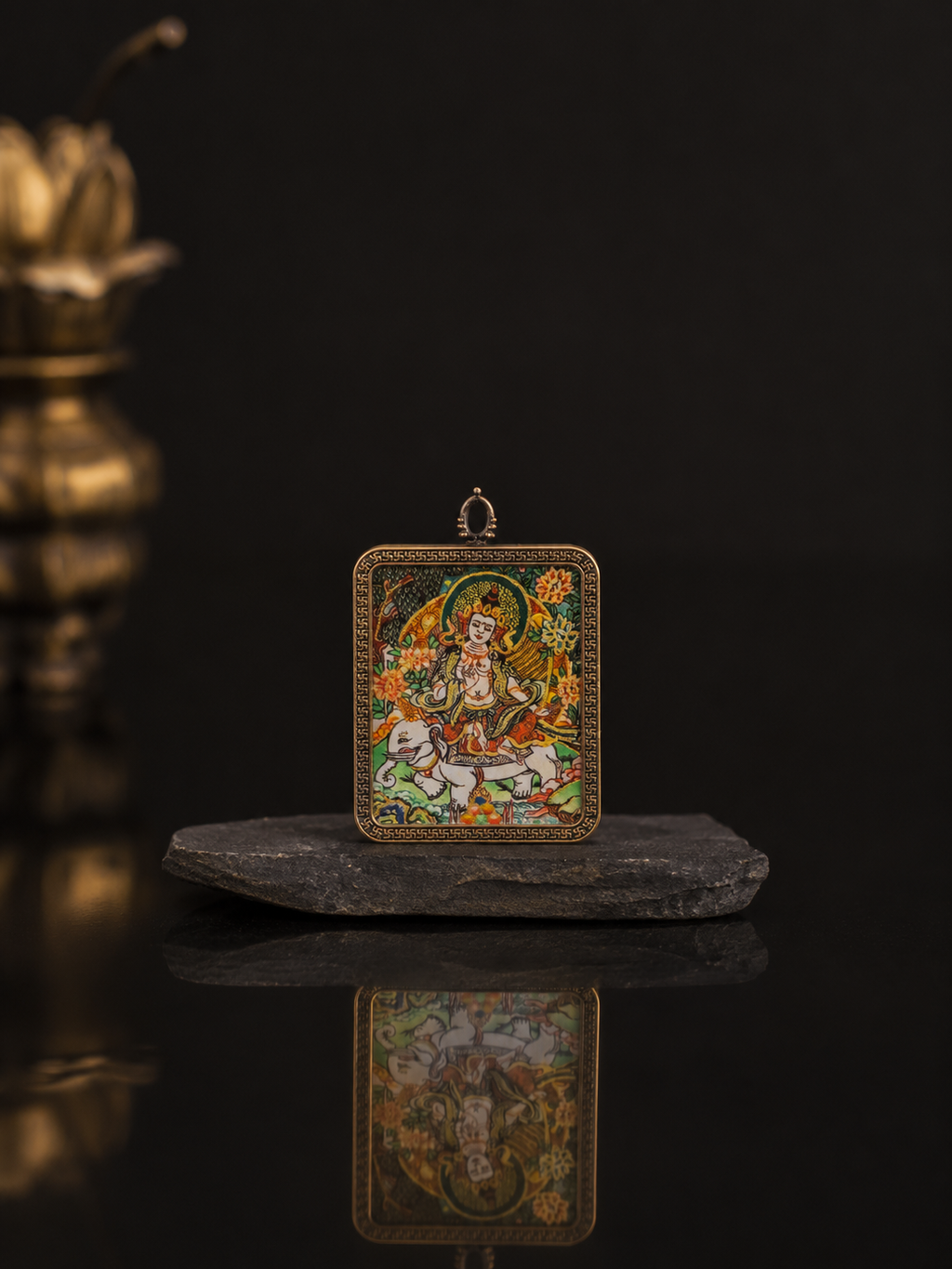 Samantabhadra Black-Gold Thangka, Dragon & Snake Zodiac｜普贤菩萨金黑唐卡