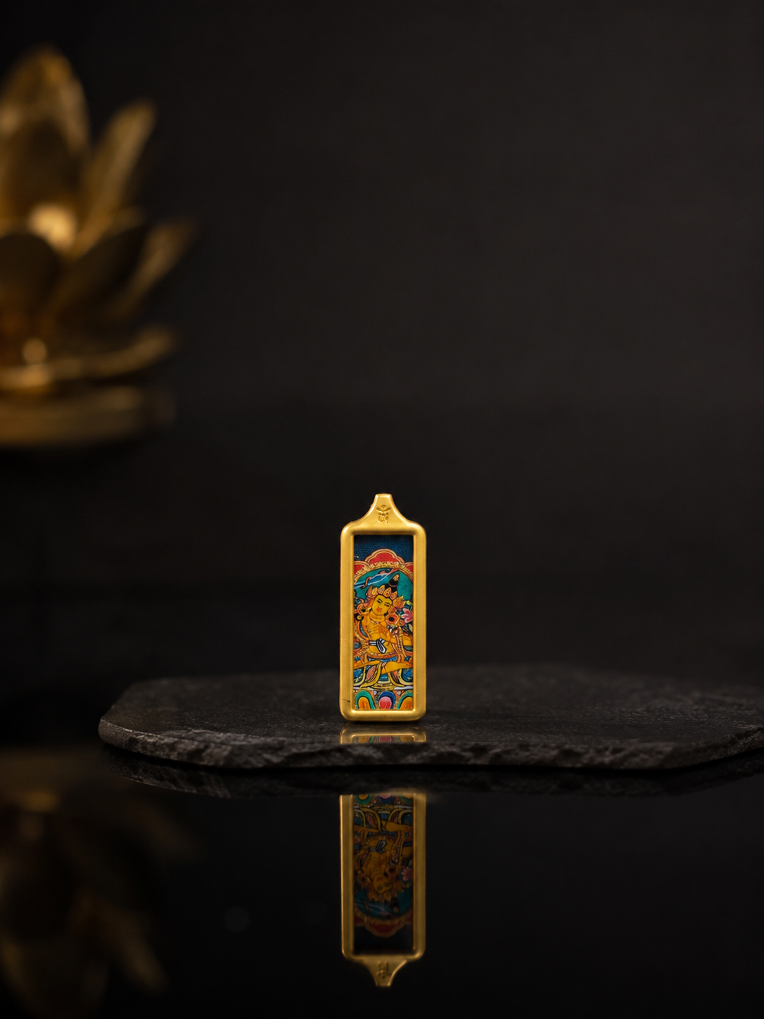 八大守护·护法系列 | 文殊菩萨金色长条随身唐卡 纯手工矿物颜料 藏传智慧本尊