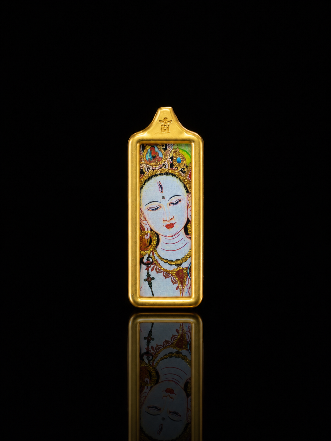Eight Great Protectors · Dharma Protectors Series | White Tara Golden Long Portable Thangka - Hand-painted with Mineral Pigments, Tibetan Deity of Longevity and Compassion