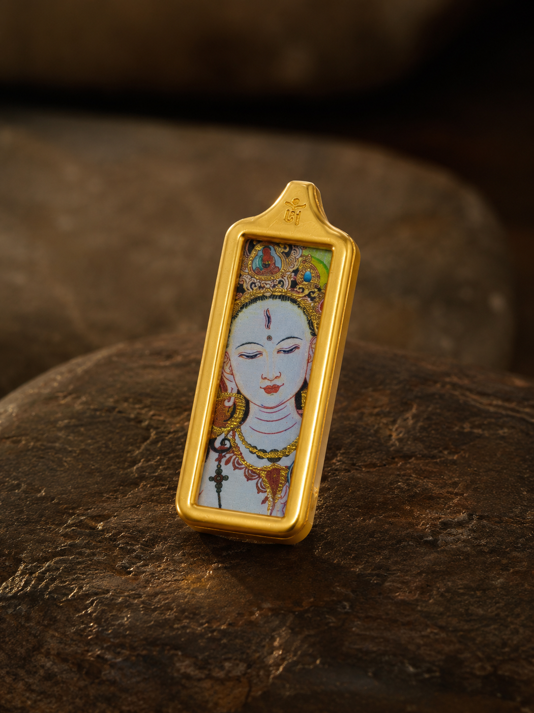 Eight Great Protectors · Dharma Protectors Series | White Tara Golden Long Portable Thangka - Hand-painted with Mineral Pigments, Tibetan Deity of Longevity and Compassion