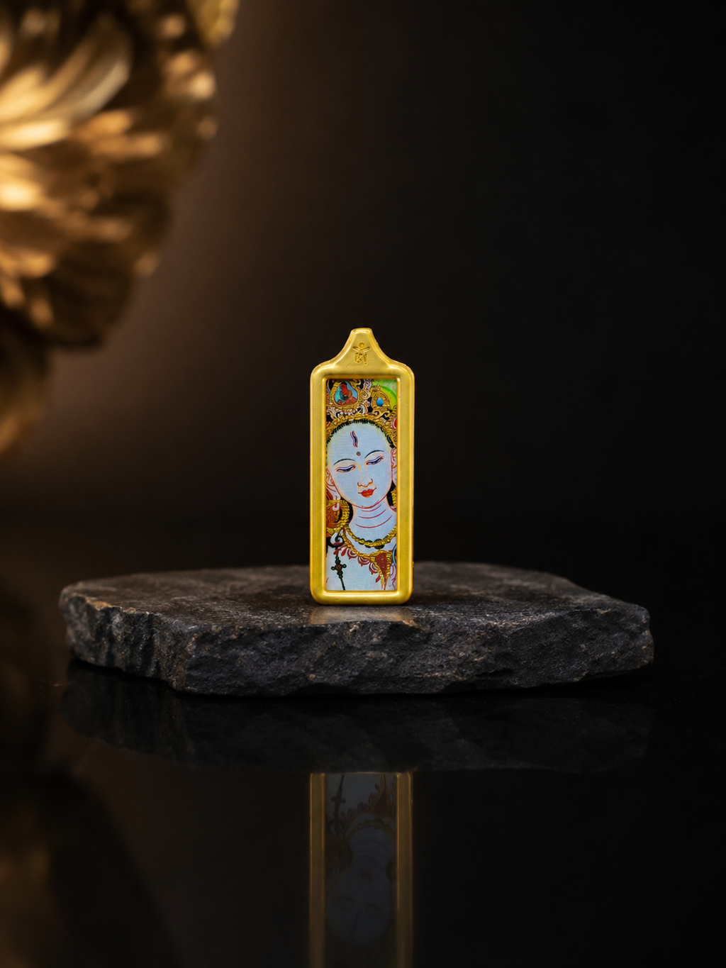 Eight Great Protectors · Dharma Protectors Series | White Tara Golden Long Portable Thangka - Hand-painted with Mineral Pigments, Tibetan Deity of Longevity and Compassion