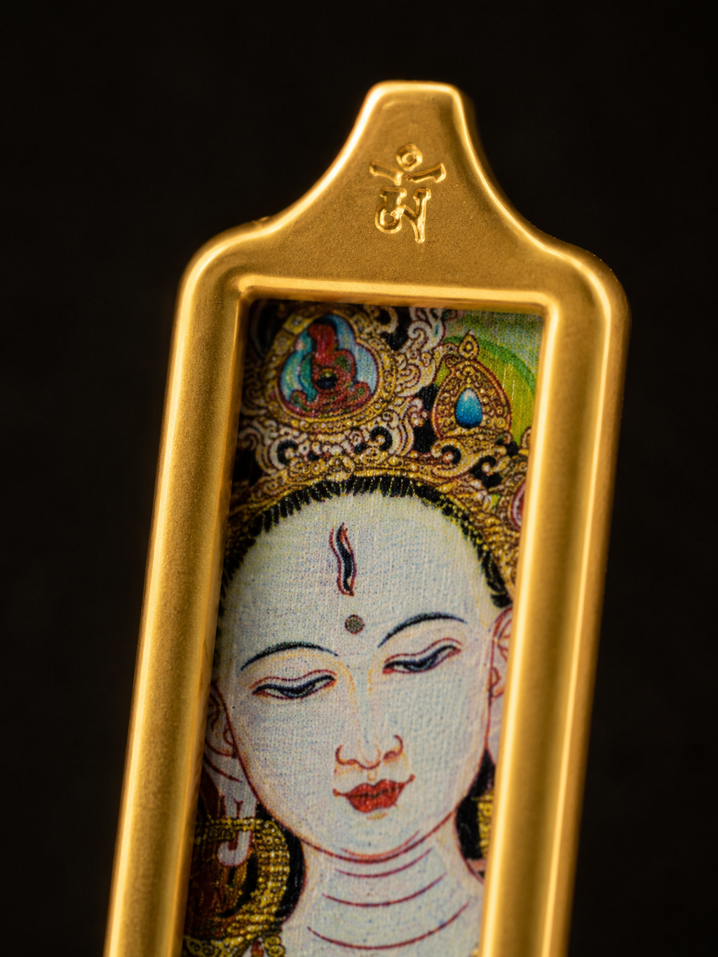 Eight Great Protectors · Dharma Protectors Series | White Tara Golden Long Portable Thangka - Hand-painted with Mineral Pigments, Tibetan Deity of Longevity and Compassion
