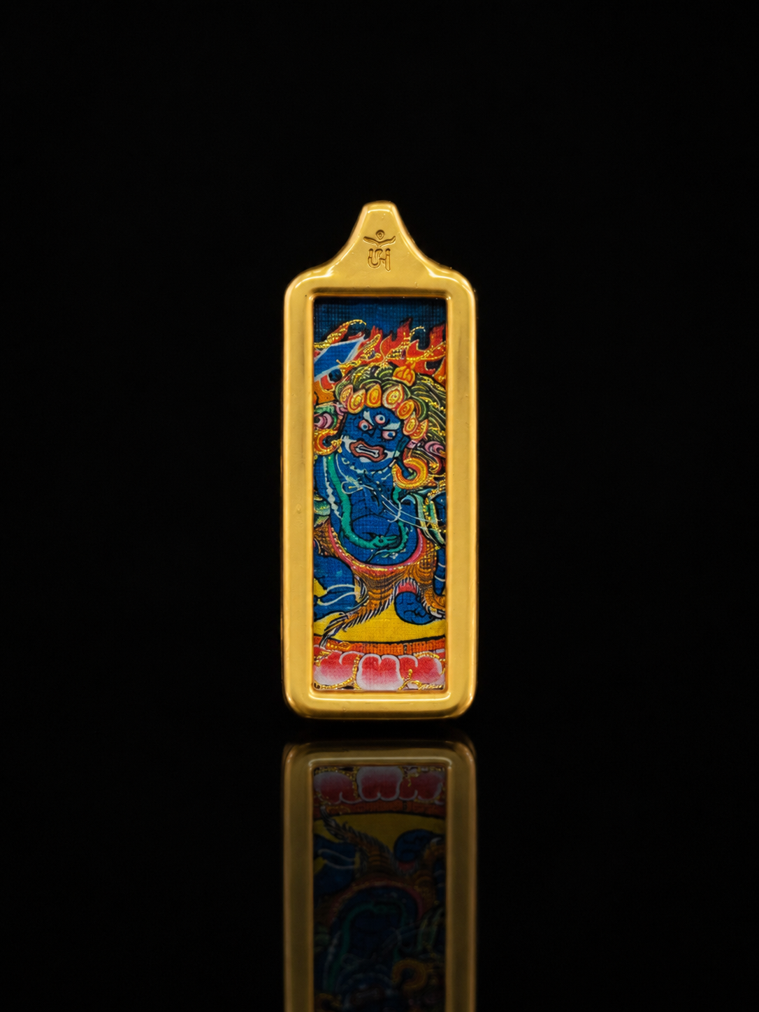Acalanatha Golden Long Thangka Charm｜不动明王金色长条唐卡