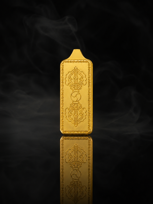 Acalanatha Golden Long Thangka Charm｜不动明王金色长条唐卡