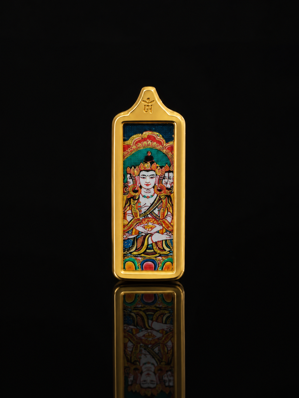 Eight Great Guardian Deities · Dharma Protector Series | Vairocana Golden Horizontal Thangka for Personal Use, Purely Hand-Painted with Mineral Pigments, Tibetan Root Deity of Luminous Wisdom