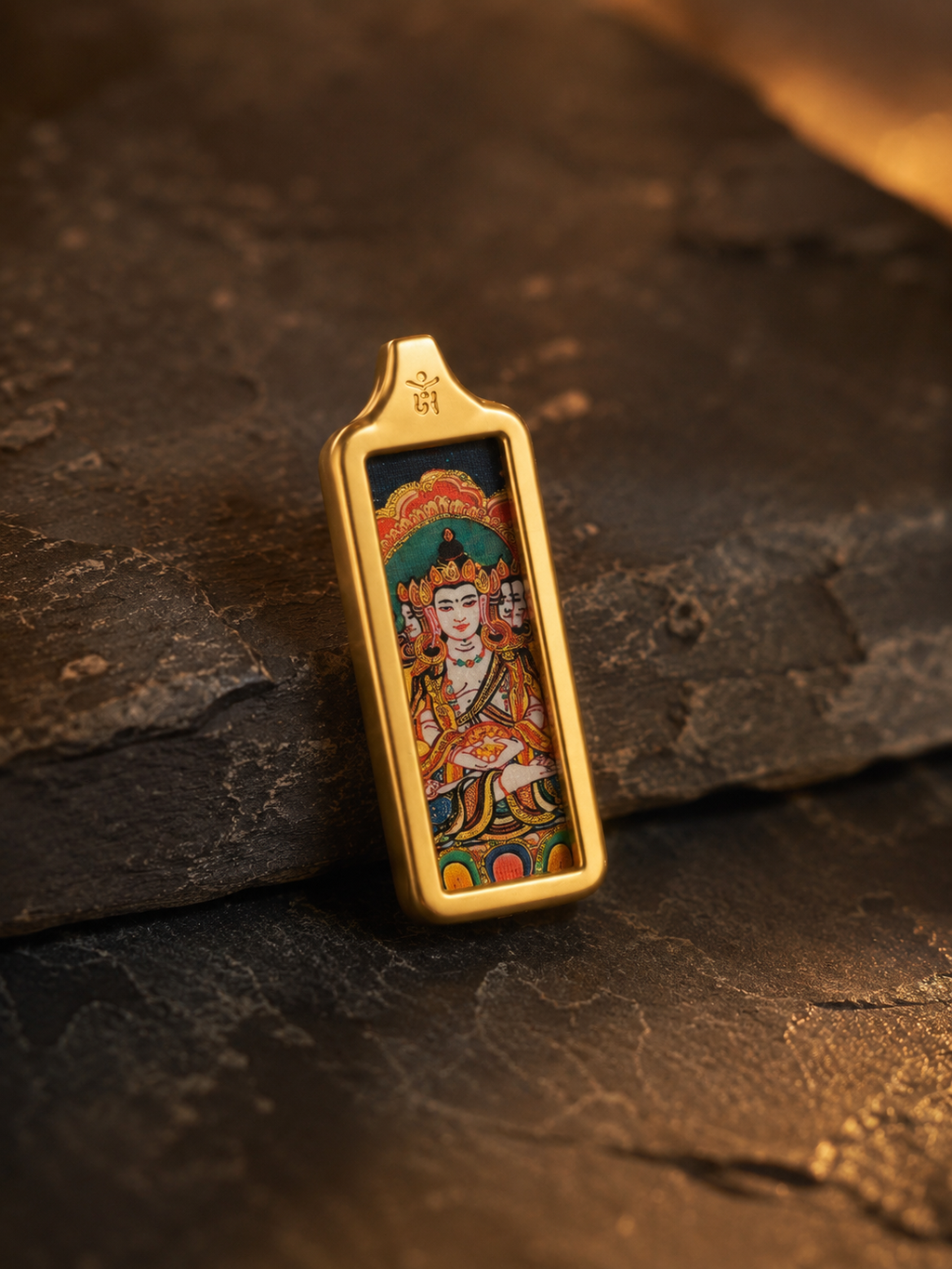 Eight Great Guardian Deities · Dharma Protector Series | Vairocana Golden Horizontal Thangka for Personal Use, Purely Hand-Painted with Mineral Pigments, Tibetan Root Deity of Luminous Wisdom
