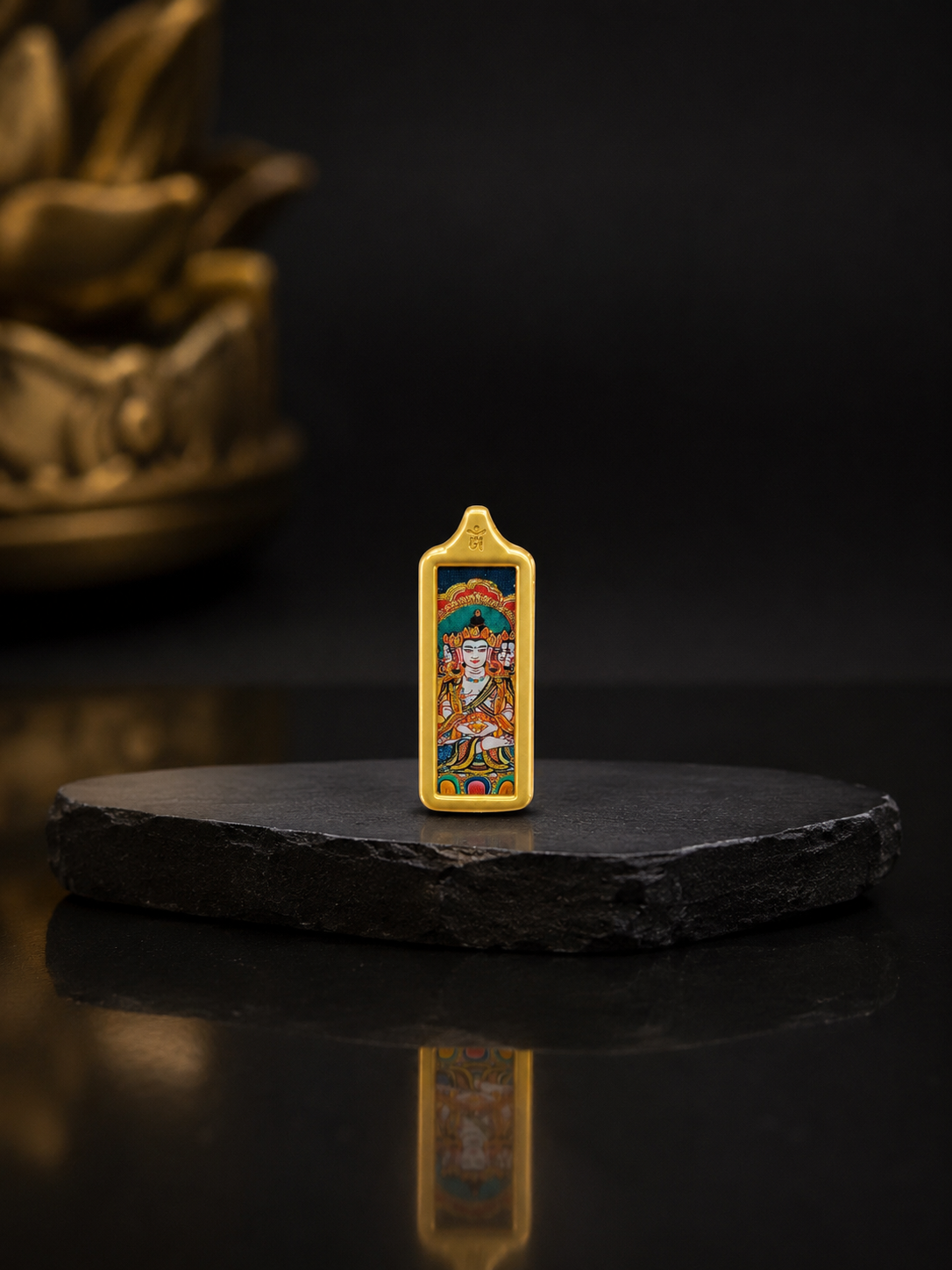 Eight Great Guardian Deities · Dharma Protector Series | Vairocana Golden Horizontal Thangka for Personal Use, Purely Hand-Painted with Mineral Pigments, Tibetan Root Deity of Luminous Wisdom
