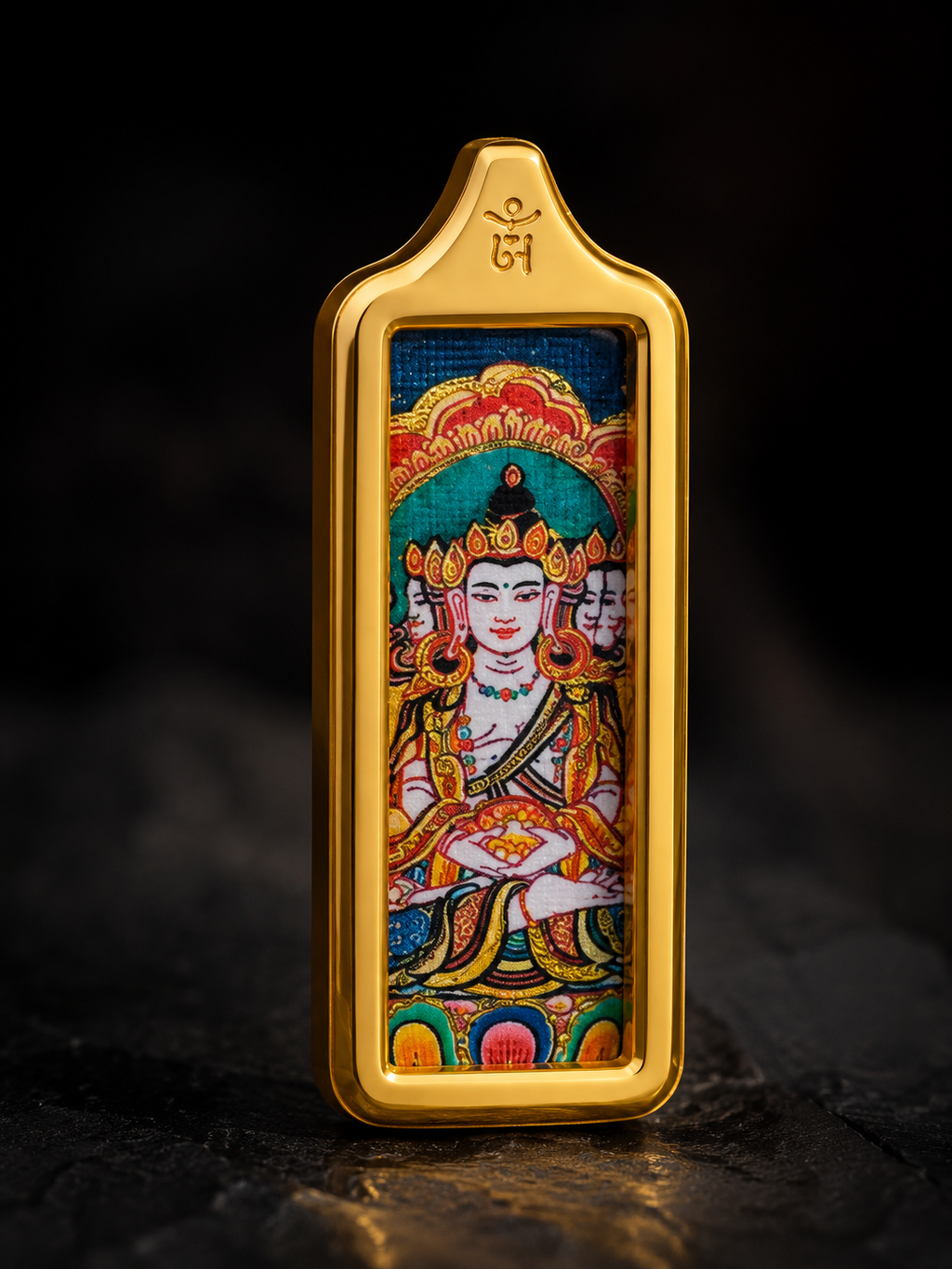 Eight Great Guardian Deities · Dharma Protector Series | Vairocana Golden Horizontal Thangka for Personal Use, Purely Hand-Painted with Mineral Pigments, Tibetan Root Deity of Luminous Wisdom
