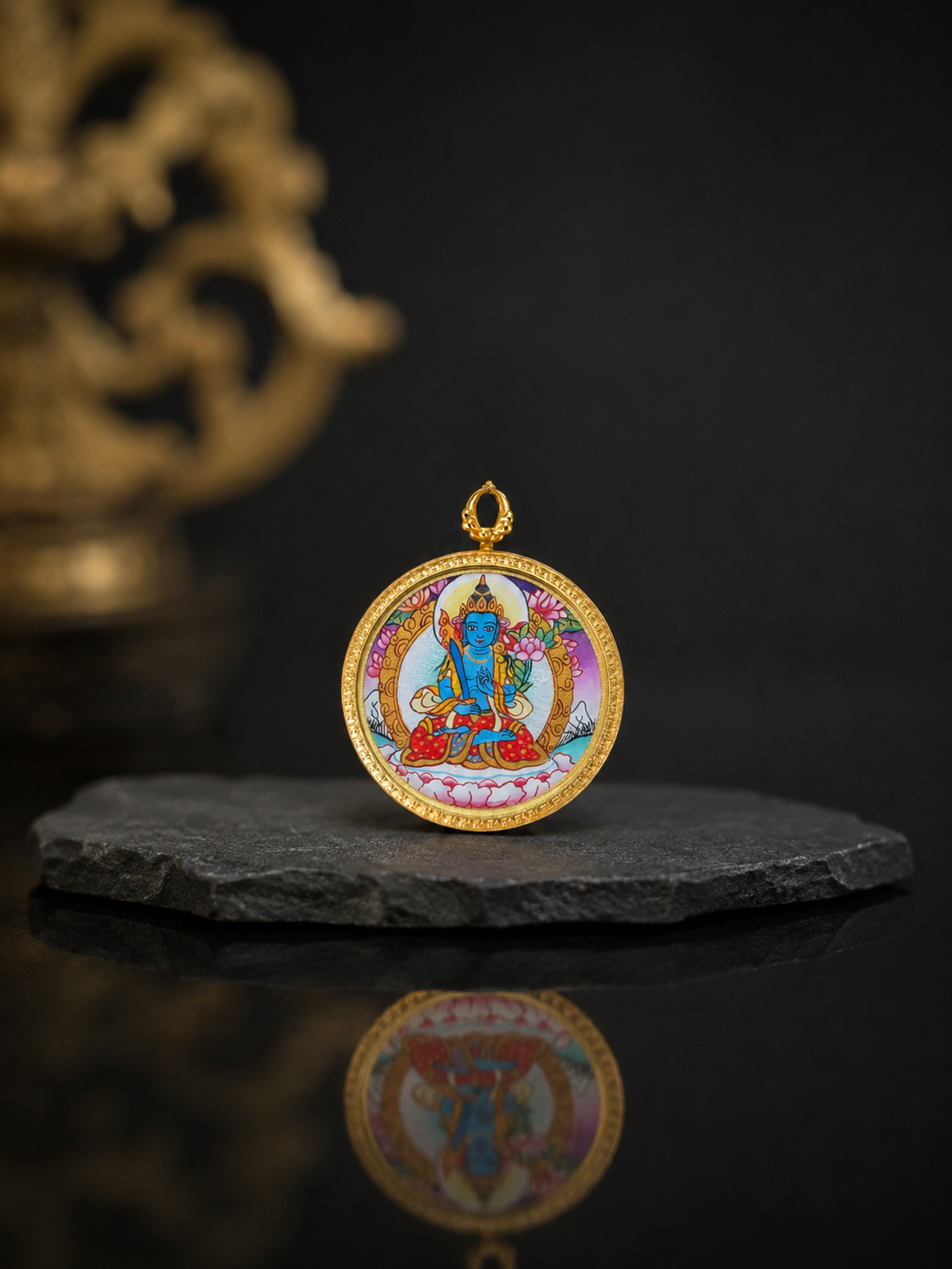 Akasagarbha Portable Thangka, Ox & Tiger Zodiac Guardian｜虚空藏菩萨随身唐卡