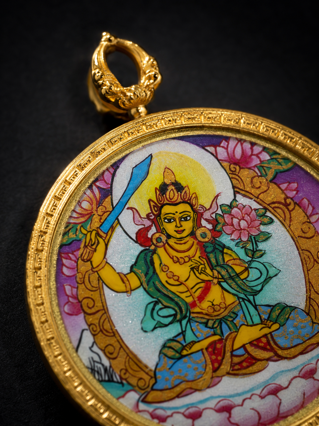 Manjushri Portable Thangka, Rabbit Zodiac Guardian｜文殊菩萨兔本命唐卡