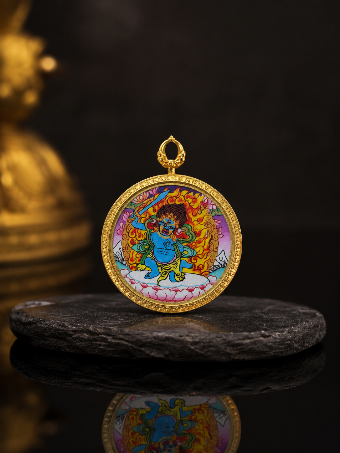 Acalanatha Portable Thangka, Rooster Zodiac Guardian｜不动明王随身唐卡