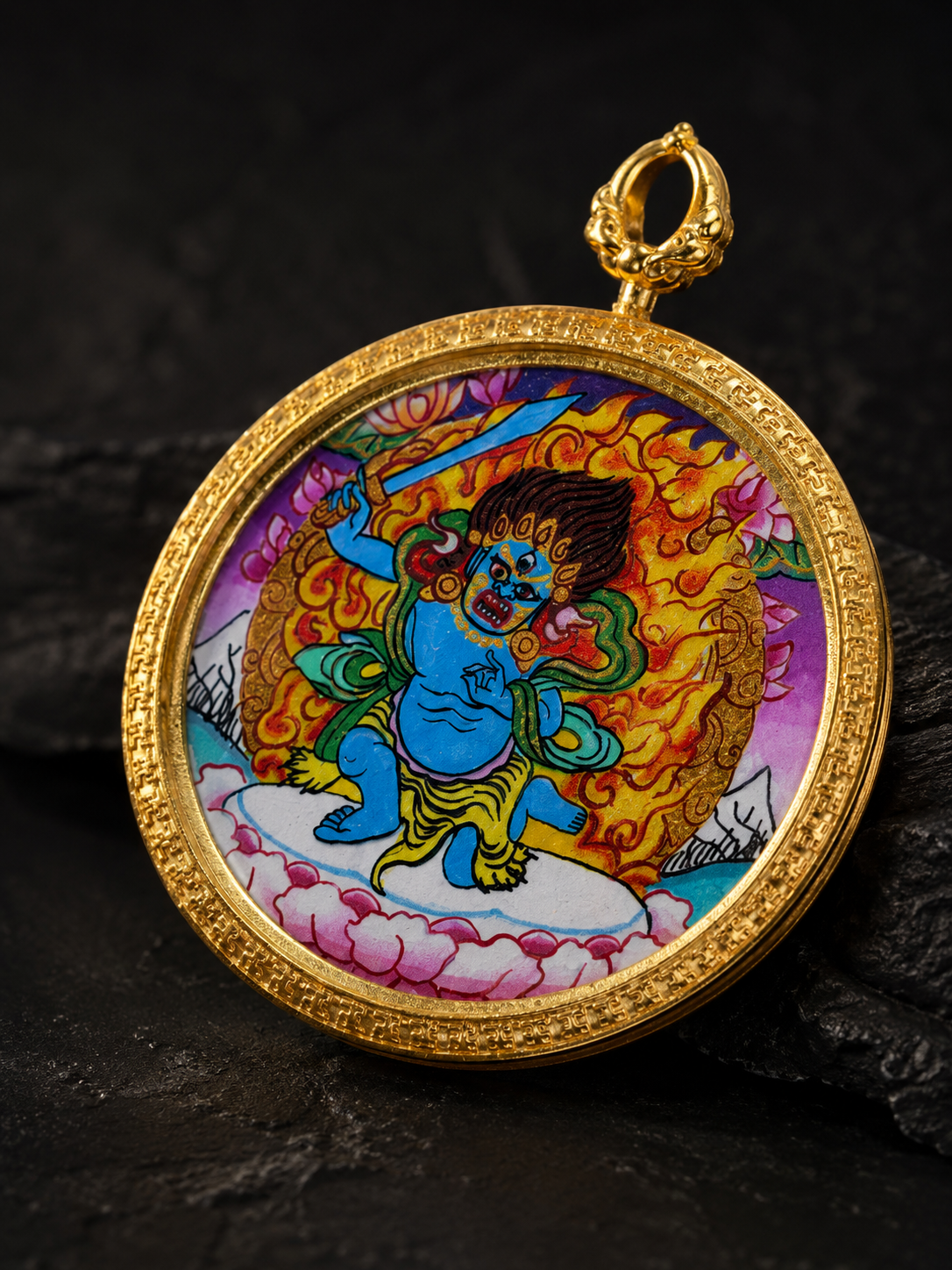 Acalanatha Portable Thangka, Rooster Zodiac Guardian｜不动明王随身唐卡