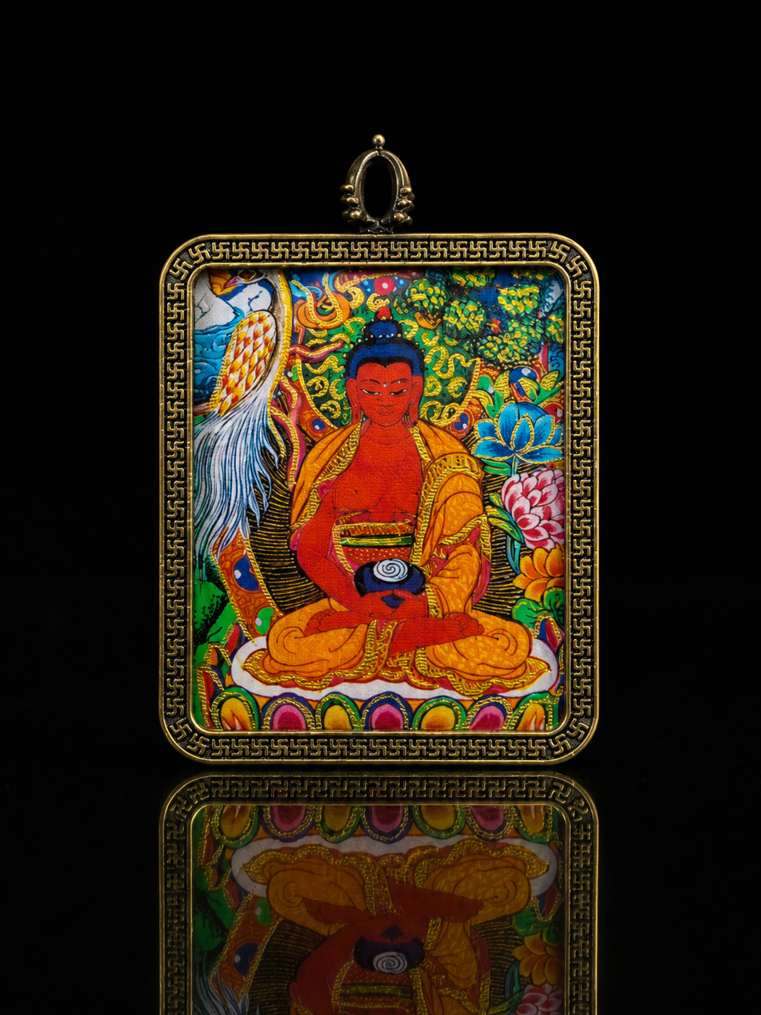 Amitabha Portable Thangka, Dog & Pig Zodiac Guardian, Style B｜阿弥陀佛随身唐卡