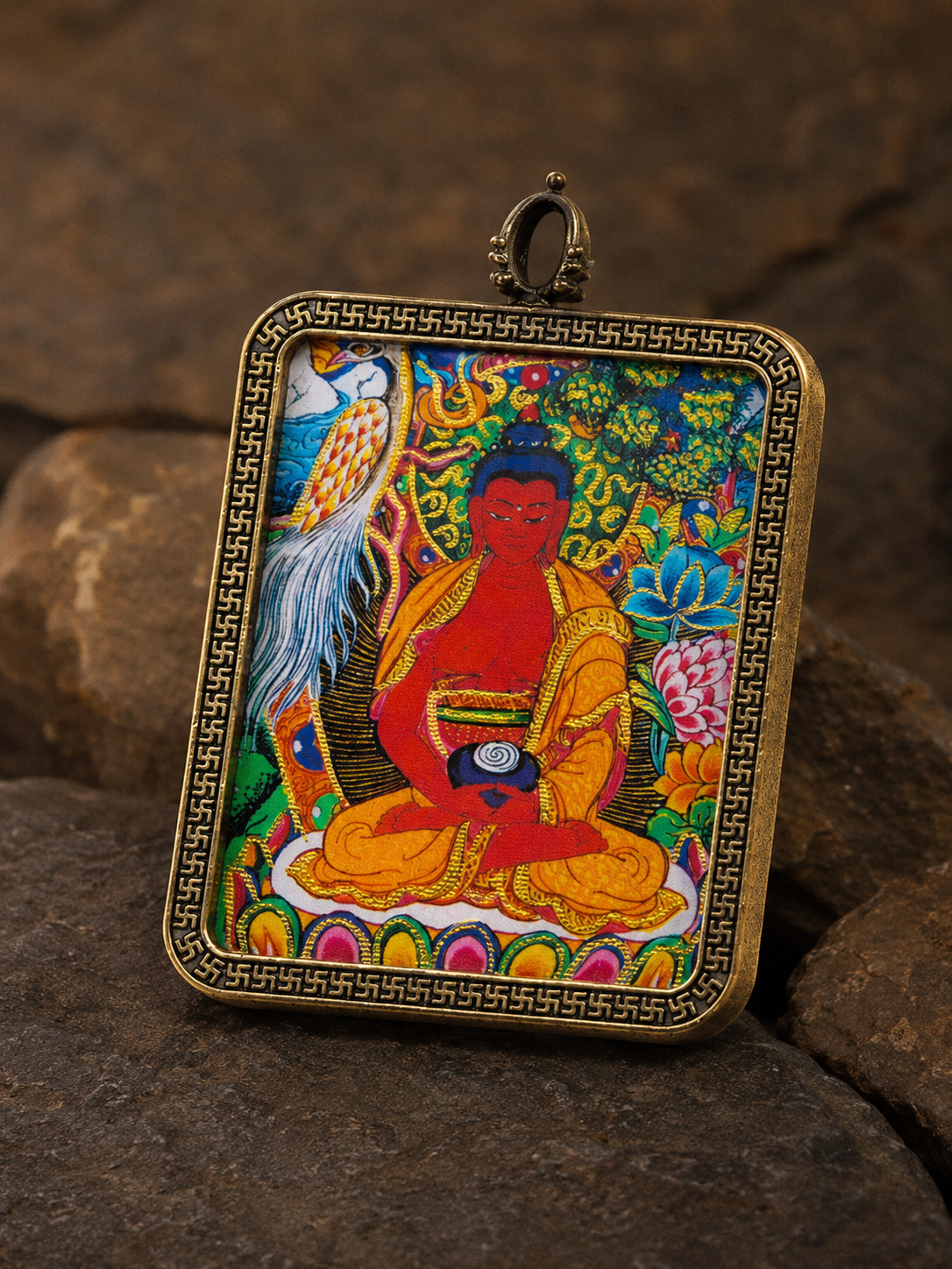 Amitabha Portable Thangka, Dog & Pig Zodiac Guardian, Style B｜阿弥陀佛随身唐卡
