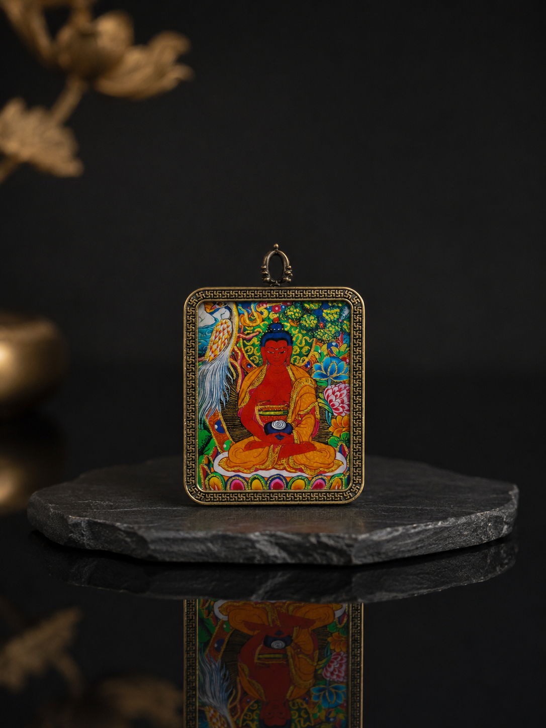 Amitabha Portable Thangka, Dog & Pig Zodiac Guardian, Style B｜阿弥陀佛随身唐卡