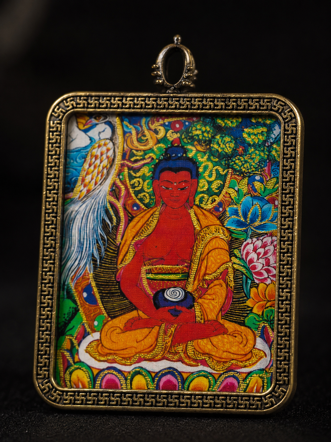 Amitabha Portable Thangka, Dog & Pig Zodiac Guardian, Style B｜阿弥陀佛随身唐卡