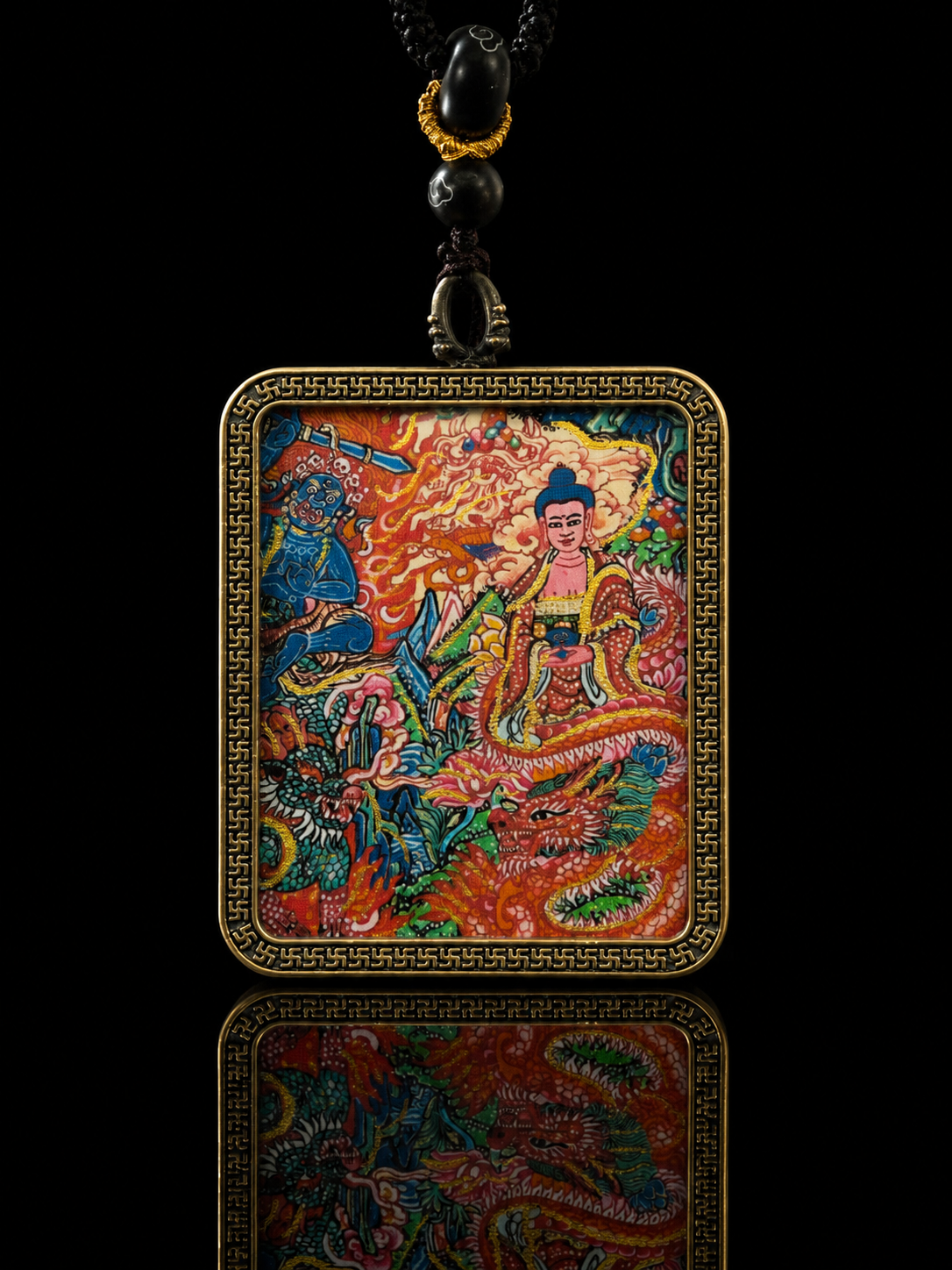 Amitabha Portable Thangka, Dog & Pig Zodiac Guardian, Style C｜阿弥陀佛随身唐卡