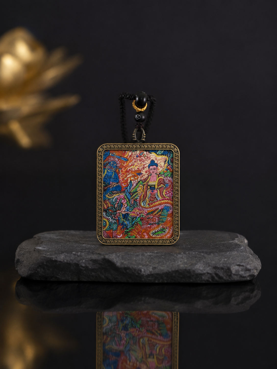 Amitabha Portable Thangka, Dog & Pig Zodiac Guardian, Style C｜阿弥陀佛随身唐卡