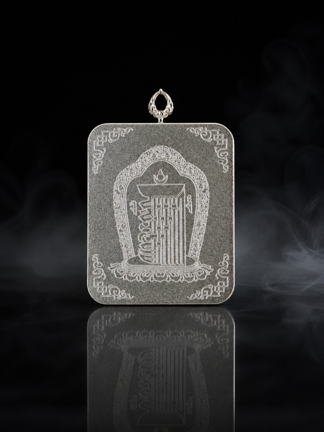Amitabha Silver-Frame Thangka, Dog & Pig Zodiac｜阿弥陀佛银边矩形唐卡