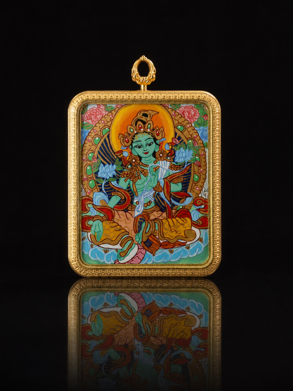 Manjushri & Green Tara Double-Sided Thangka｜文殊菩萨绿度母双面唐卡