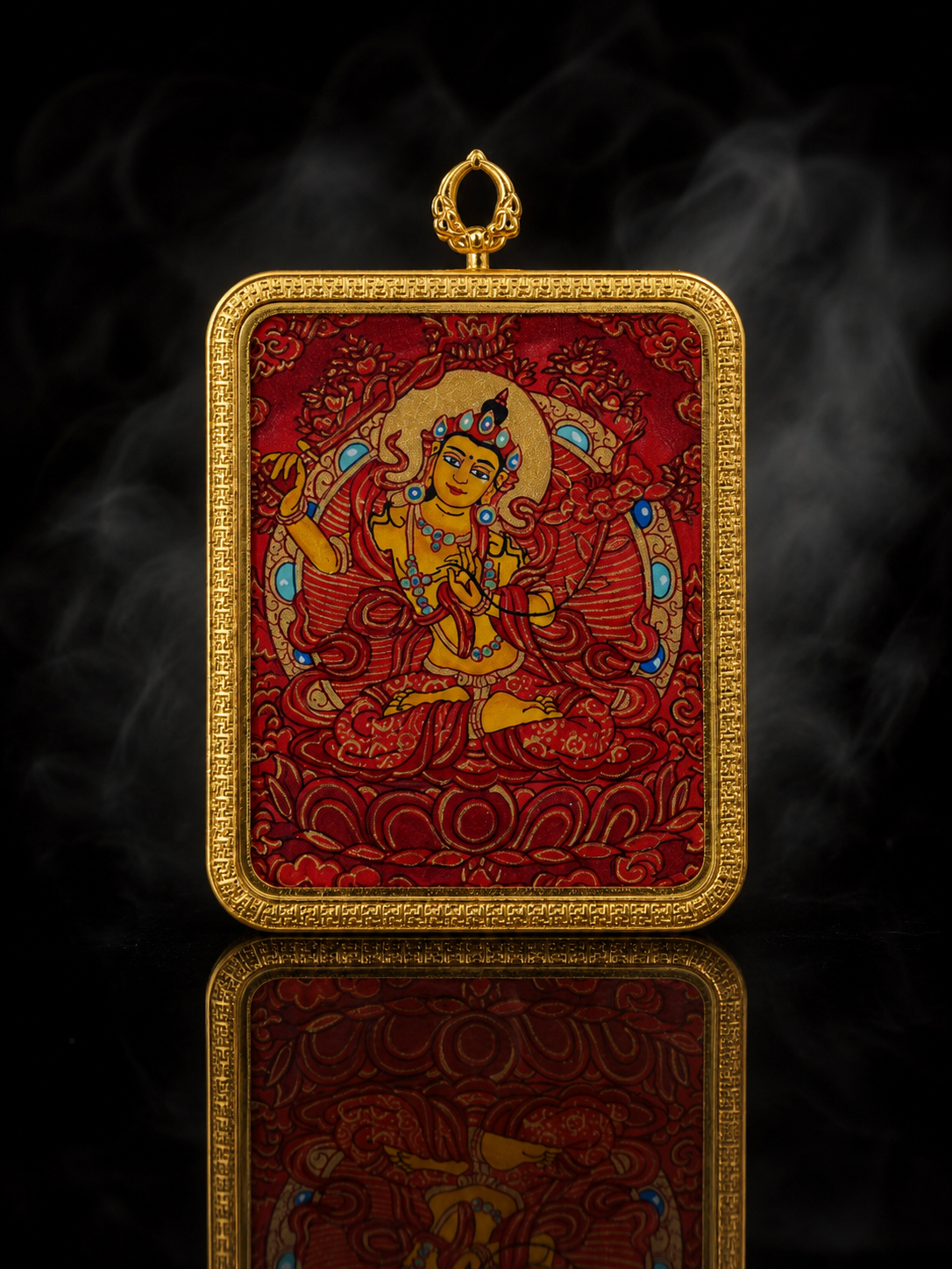Manjushri & Green Tara Double-Sided Thangka｜文殊菩萨绿度母双面唐卡