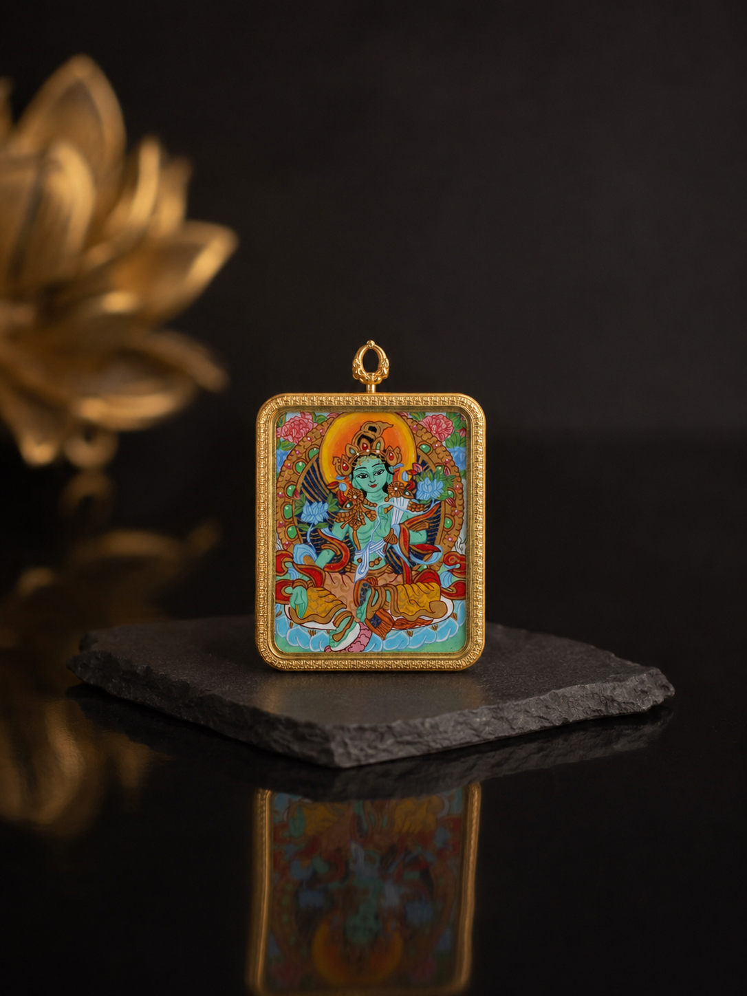 Manjushri & Green Tara Double-Sided Thangka｜文殊菩萨绿度母双面唐卡