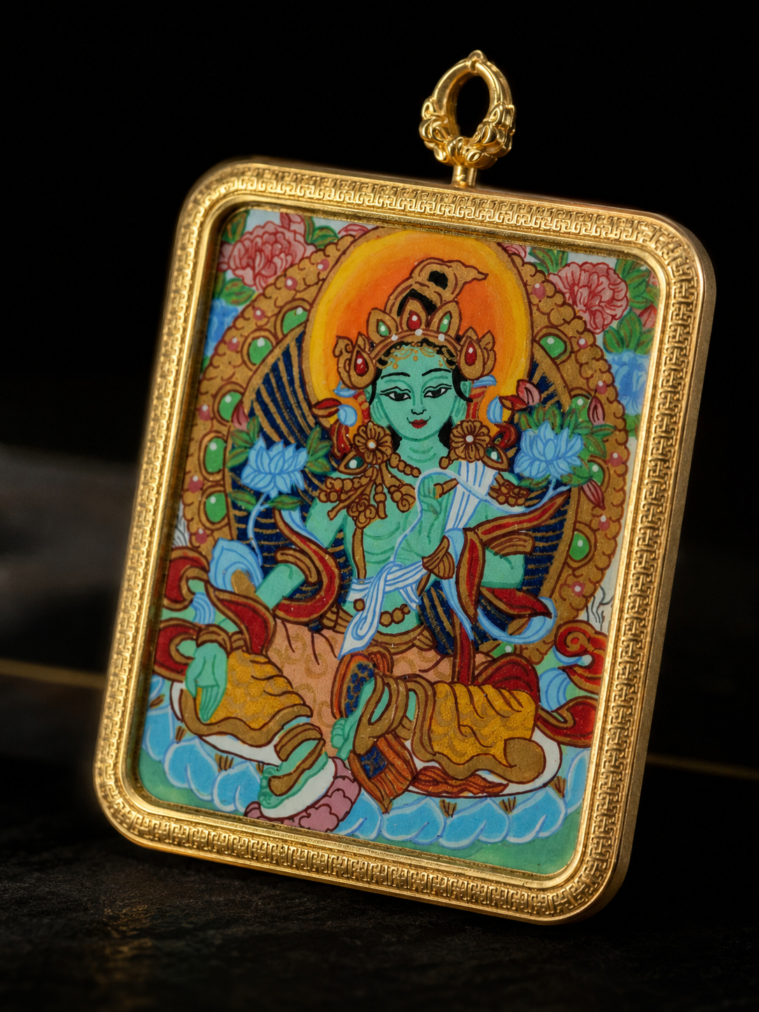Manjushri & Green Tara Double-Sided Thangka｜文殊菩萨绿度母双面唐卡