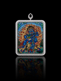 【Eight Guardian Deities Series】Black Jambhala Portable Thangka, Tibetan Pure Mineral Hand-painted, Tibetan Silver Frame
