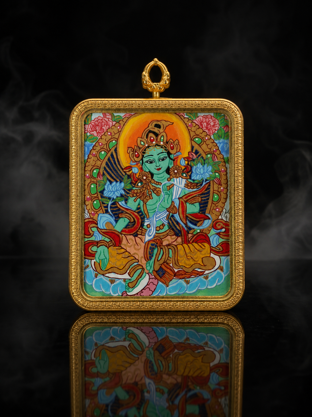 Akasagarbha & Green Tara Double-Sided Thangka, Ox & Tiger Zodiac｜虚空藏绿度母双面唐卡