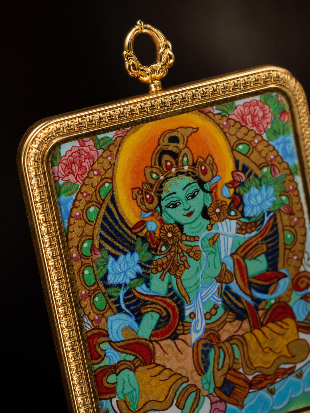 Acalanatha & Green Tara Double-Sided Thangka, Rooster Zodiac｜不动明王绿度母双面唐卡