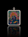 【Eight Great Protectors Series】Black Dzambhala Portable Thangka - Tibetan Pure Mineral Hand-painted with Tibetan Silver Frame