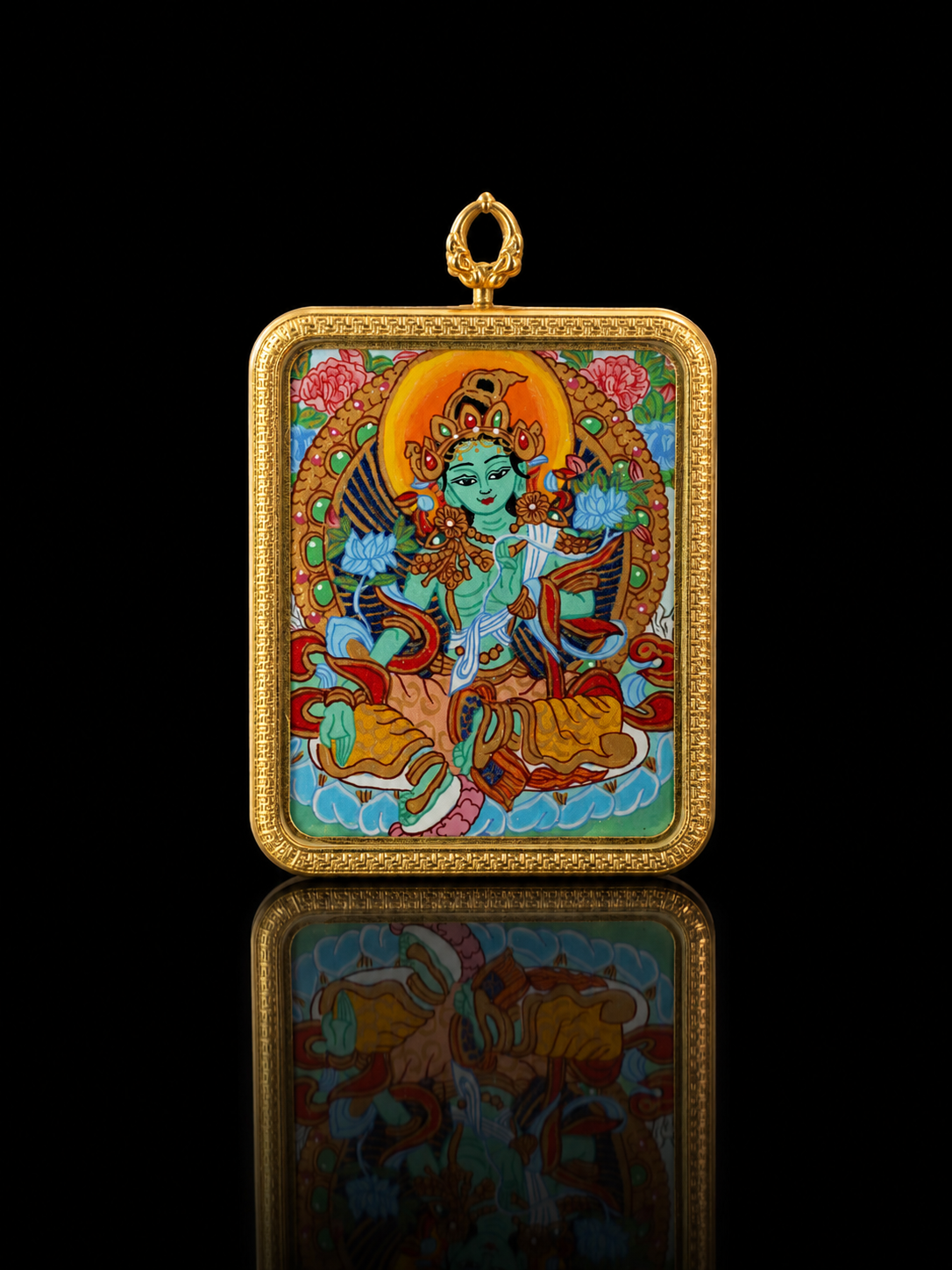 Four-Armed Avalokiteshvara & Green Tara Thangka, Rat Zodiac｜四臂观音绿度母双面唐卡