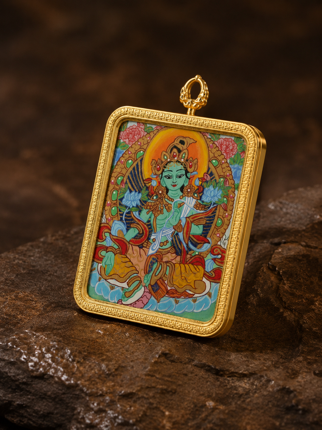 Four-Armed Avalokiteshvara & Green Tara Thangka, Rat Zodiac｜四臂观音绿度母双面唐卡